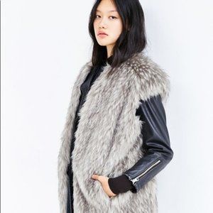 NWT Members Only Gray Fur Vest